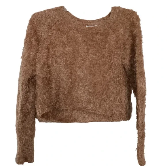 Billabong Cropped Eyelash knit sweater super fuzzy Size Medium - Picture 1 of 3